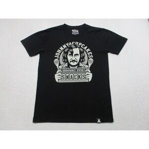 Johnny Cupcakes Shirt‎ Mens Medium Black Seriously Sweet Snacks Graphic Tee